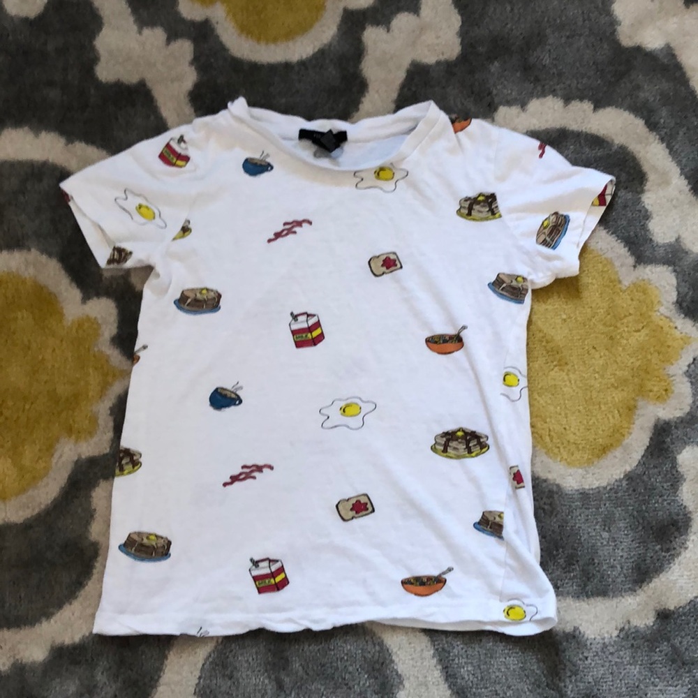 White breakfast shirt